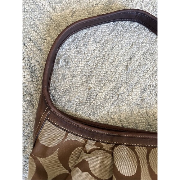 VGUC VTG Coach Ergo Signature Shoulder Hobo Purse Monogram Canvas Leather Brown - Picture 3 of 10